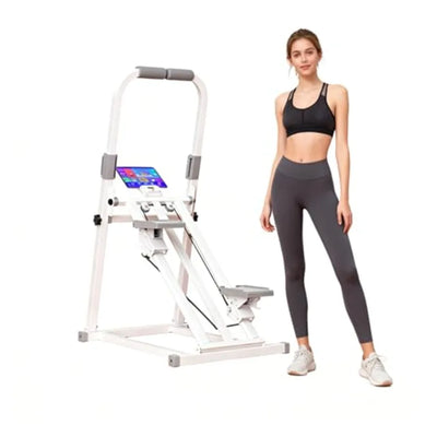 Foldable Stair Stepper with Handlebar — Adjustable Resistance Timer Phone Holder Home Cardio
