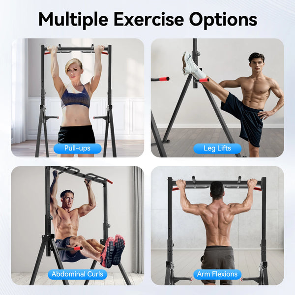 Foldable Pull Up Station — Adjustable Height Carbon Steel Home Gym 200KG Capacity