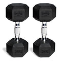 Rubber Hex Dumbbell Set 50lb - 2x25lb Non-Slip Weights for Home Gym Strength Training