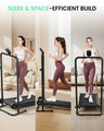 Non-Electric Motorless Treadmill — Dual Flywheel Fixed Incline LCD Monitor Home Gym