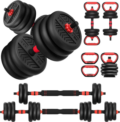 Adjustable Dumbbell Set 20-80lbs — 4-in-1 Barbell Kettlebell Push Up Stand Home Gym